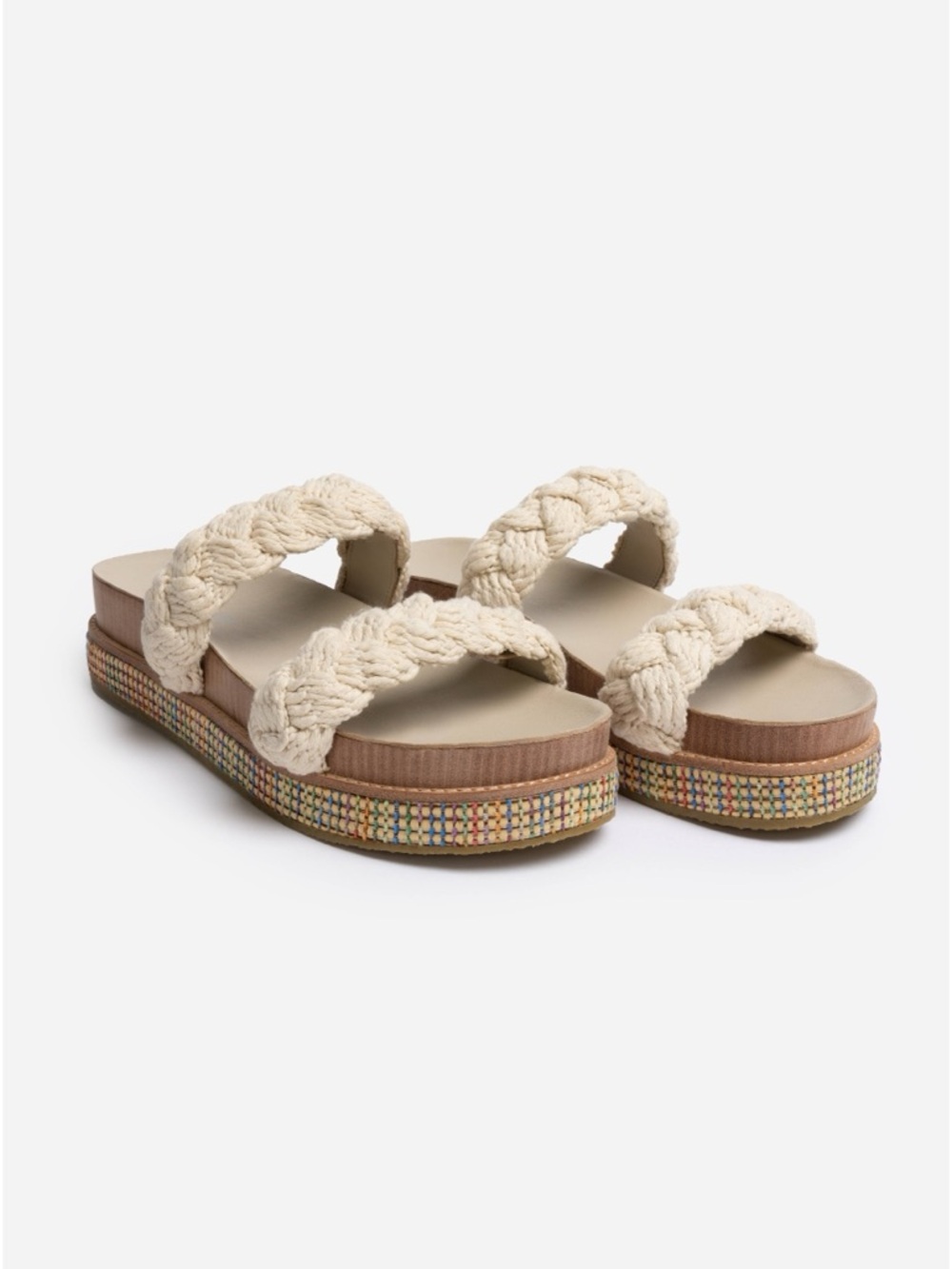 Johnny Was Braided Rope Sandals Cream Size 7